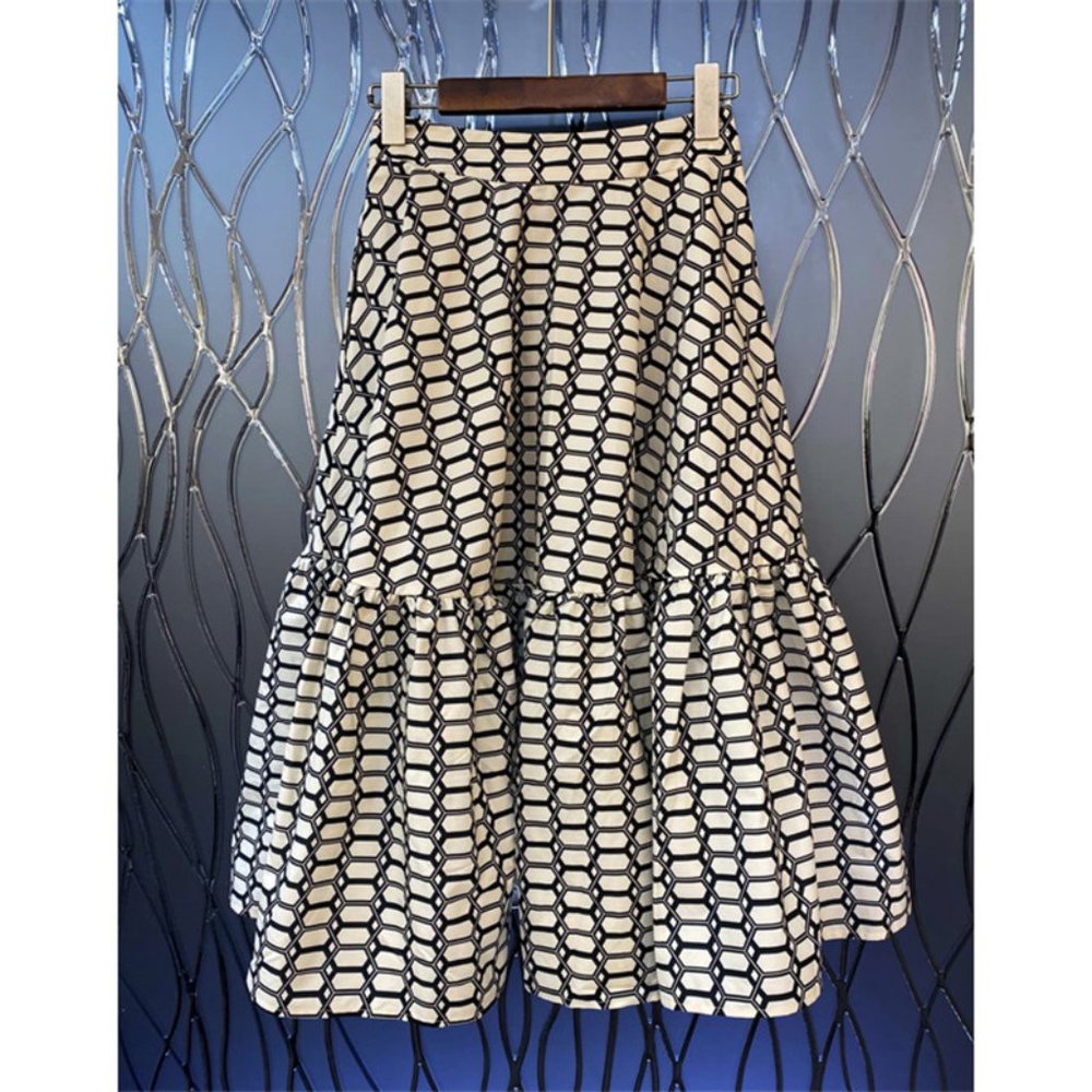 High waist flounces half skirt